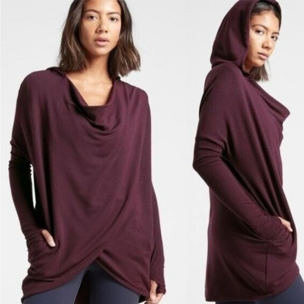 Athleta Purana Wrap Sweatshirt Plum Sz Small
